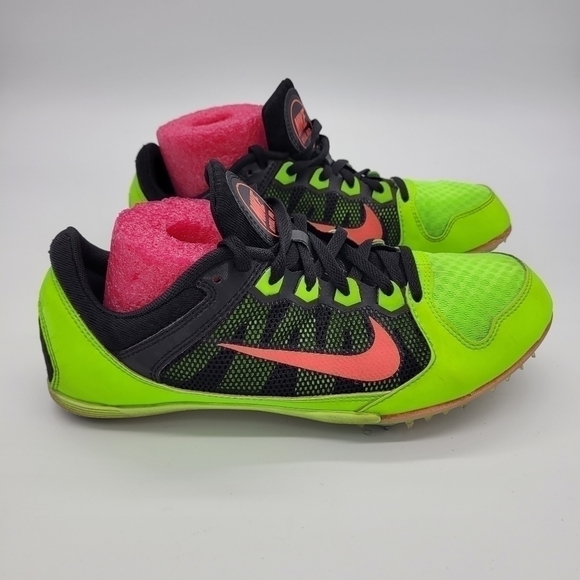 Nike Shoes Men 9.5 ZOOM Rival 7 MD Neon Green & Pink Track Cleats - Picture 2 of 13